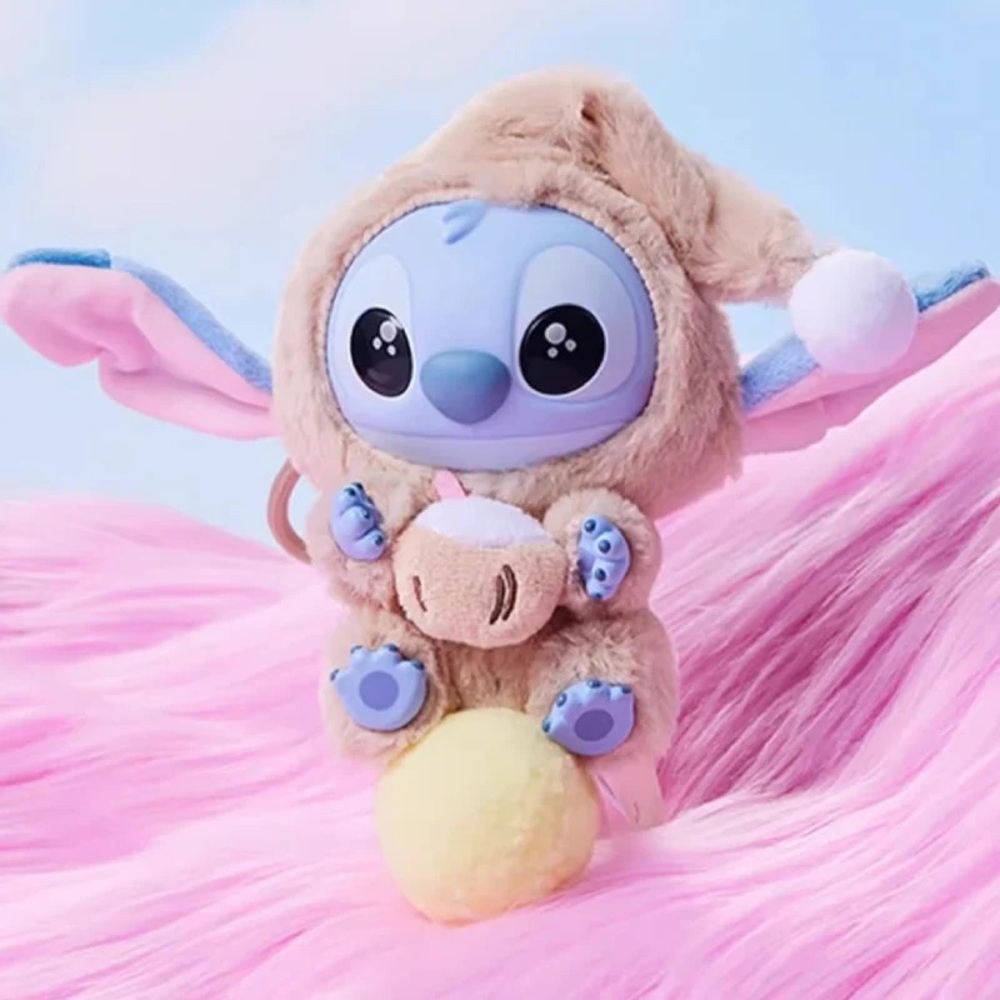 Miniso Eat Something Before Sleep Stitch Plush Keychain- Pure Coconut Juice
